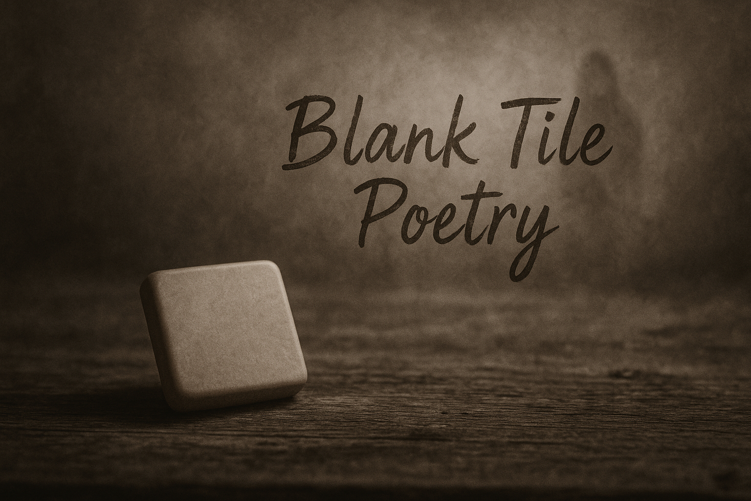 Blank Tile Poetry banner with handwritten title over textured background